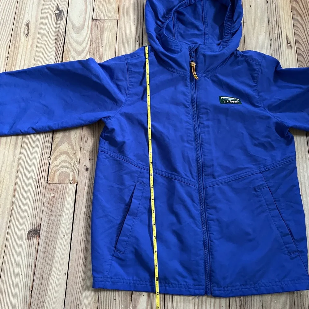 L.L. Bean Kids Royal Blue Hooded Lightweight Windbreaker Jacket Size Small‎ 8
